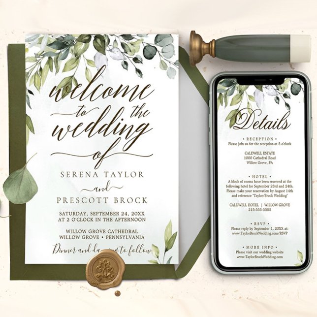Convites Casamento de Caligrafia Botânica para Download (botanical greenery wedding invite)