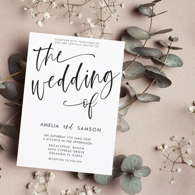 Convites Casamento de Caligrafia Branca e Negra Moderna de (Criador carregado)