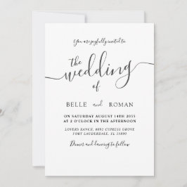 Convites Casamento de Caligrafia Branca e Negra Moderna Sim