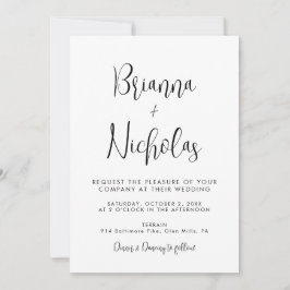 Convites Casamento de Caligrafia Branca e Preta do Código Q