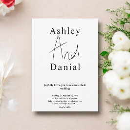 Convites Casamento De Caligrafia Branca E Preta Simples Mod