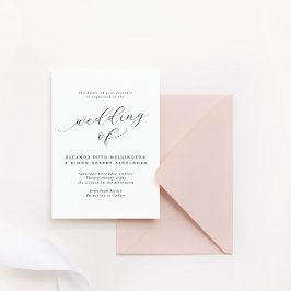 Convites Casamento de Caligrafia Branca e Preta Simplesment