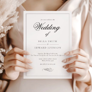 Convites Casamento de Caligrafia Branca Negra Clássica Form