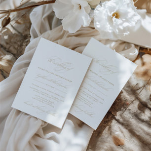 Convites Casamento de Caligrafia Clássica Simples Elegante