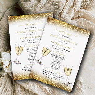 Convites Casamento de Caligrafia com Brilho Dourado para Do