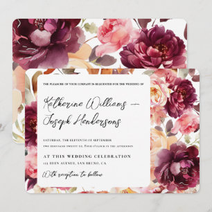Convites Casamento de Caligrafia com Script Floral de Jardi