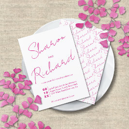 Convites Casamento de caligrafia com script magenta moderno