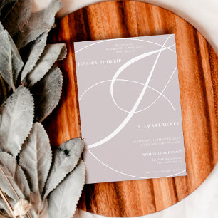 Convites Casamento de caligrafia de cinza lilás