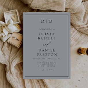 Convites Casamento de Caligrafia de Cinzas Modernas Minimal