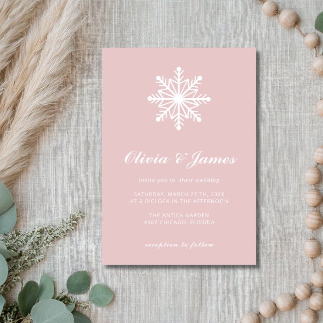 Convites Casamento de Caligrafia de Floco de Neve Mínimo em (Criador carregado)