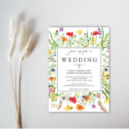 Convites Casamento de Caligrafia de Flor Selvagem Elegante