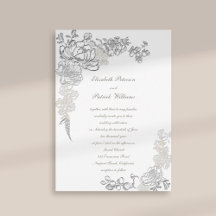 Casamento de Caligrafia de Ivory Embossed Peony