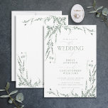 Convites Casamento de Caligrafia de Sage Green<br><div class="desc">Bonito e delicado, este convite de casamento de flor selvagem verde da moda seria perfeito para uma celebração de casamento de jardim ou quintal. Apresentando delicadas flores pintadas manualmente de aquarelas em tons de verde-sábio, com bonito tipografia caligráfica com letra manuscrita. Entre em contato com o designer para produtos correspondentes....</div>