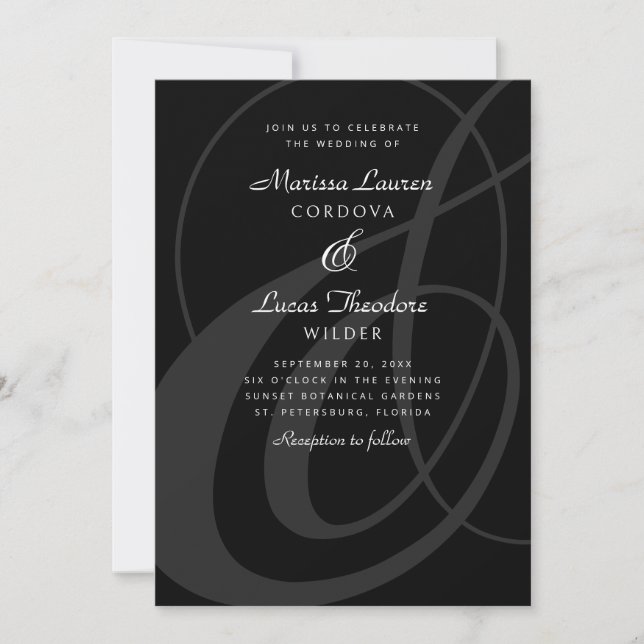 Convites Casamento de Caligrafia de Script de Ampersand Bra (Frente)