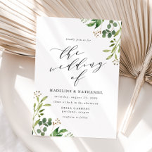 Casamento de Caligrafia de Vegetação em Aquarela