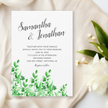 Casamento de Caligrafia Elegante em Aquarela Verde