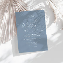 Casamento de Caligrafia Elegante Poeira Azul