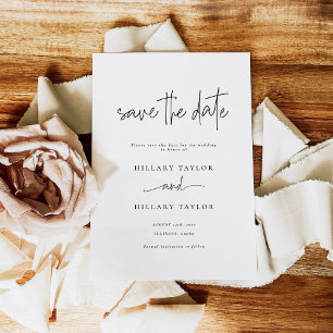 Convites Casamento de Caligrafia Elegante Salvar a Data