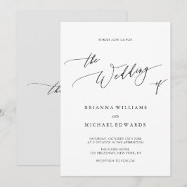 Convites Casamento de Caligrafia Elegante Simples
