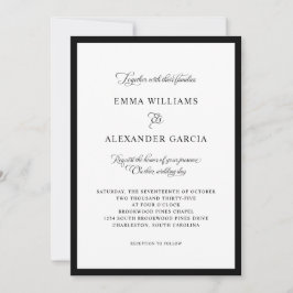 Convites Casamento De Caligrafia Elegante Tudo Em Um Preto