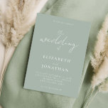 Convites Casamento de Caligrafia Elegante Verde Sage Minima<br><div class="desc">Um convite de casamento moderno com design simples,  caligrafia elegante e cor verde de sábio.</div>