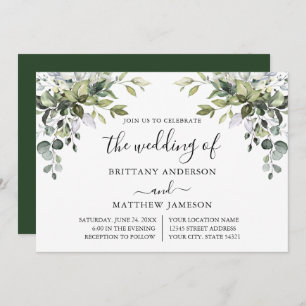 Convites Casamento de Caligrafia em Greenery