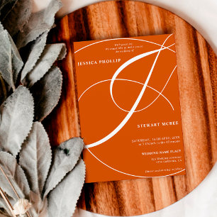 Convites Casamento de caligrafia em laranja queimado