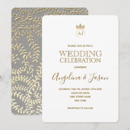 Convites Casamento de Caligrafia em Ouro Simples e Elegante