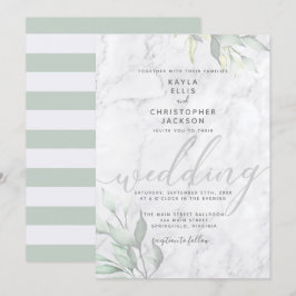 Convites Casamento de Caligrafia Floral Marble Watercolor
