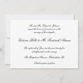 Convites Casamento de Caligrafia Formal Elegante Preto e Br