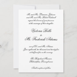 Convites Casamento de Caligrafia Formal Elegante Preto e Br