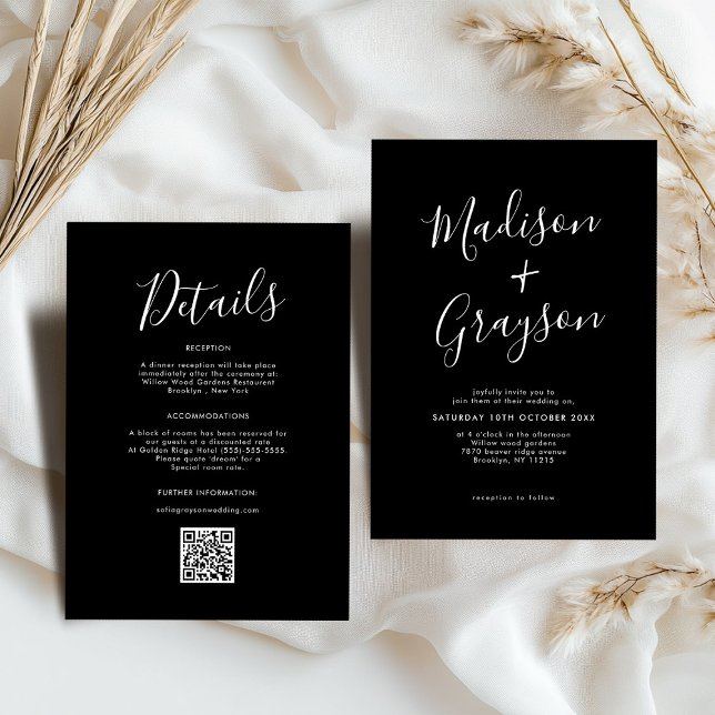 Convites Casamento de Caligrafia Limpa Simples e Minimalist (Simple Minimalist Modern Clean Calligraphy Wedding Invitation)