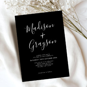 Convites Casamento de Caligrafia Limpa Simples e Minimalist