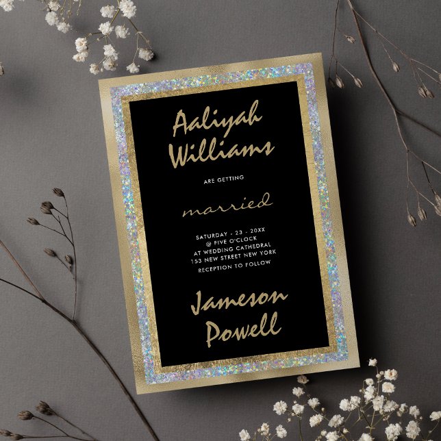 Convites Casamento de caligrafia manuscrita em ouro negro (Black silver gold handwritten calligraphy wedding)