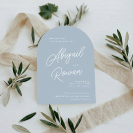 Convites Casamento de Caligrafia Minimalista com Arco Azul 