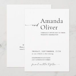 Convites Casamento de Caligrafia Minimalista Elegante