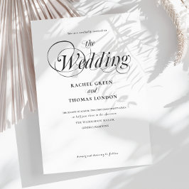 Convites Casamento de Caligrafia Minimalista Preta e Branca