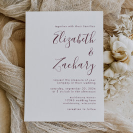 Convites Casamento de Caligrafia Moderna Burgundy