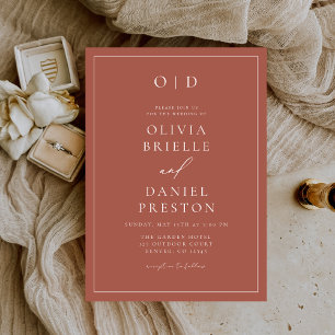 Convites Casamento de Caligrafia Moderna de Terracotta Mini