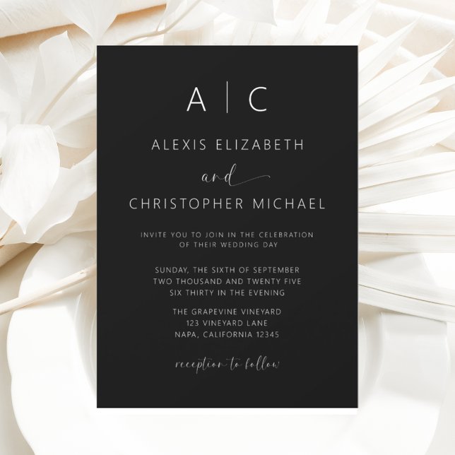 Convites Casamento de Caligrafia Moderna Minimalista (Criador carregado)