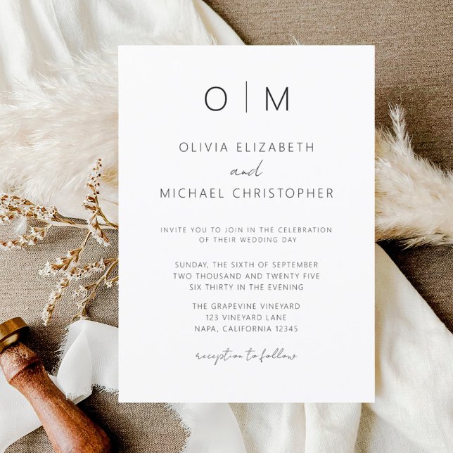 Convites Casamento de Caligrafia Moderna Minimalista (Criador carregado)