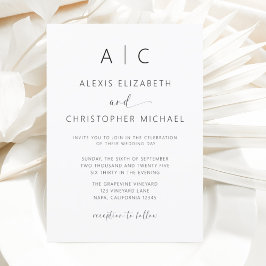 Convites Casamento de Caligrafia Moderna Minimalista