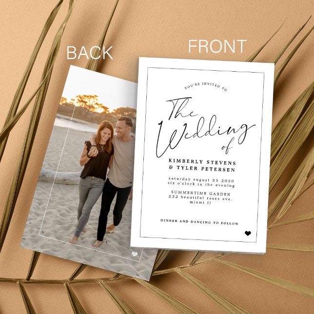 Convites Casamento de caligrafia moderna minimalista (Criador carregado)