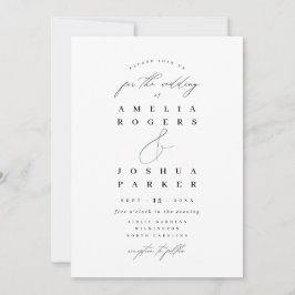 Convites Casamento de Caligrafia Moderna Minimalista