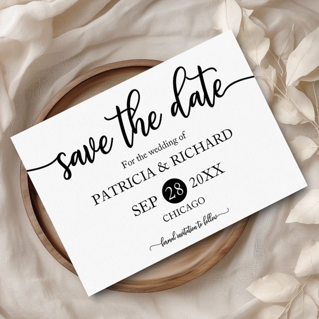 Convites Casamento De Caligrafia Negra E Branca Salvar A Da (Criador carregado)