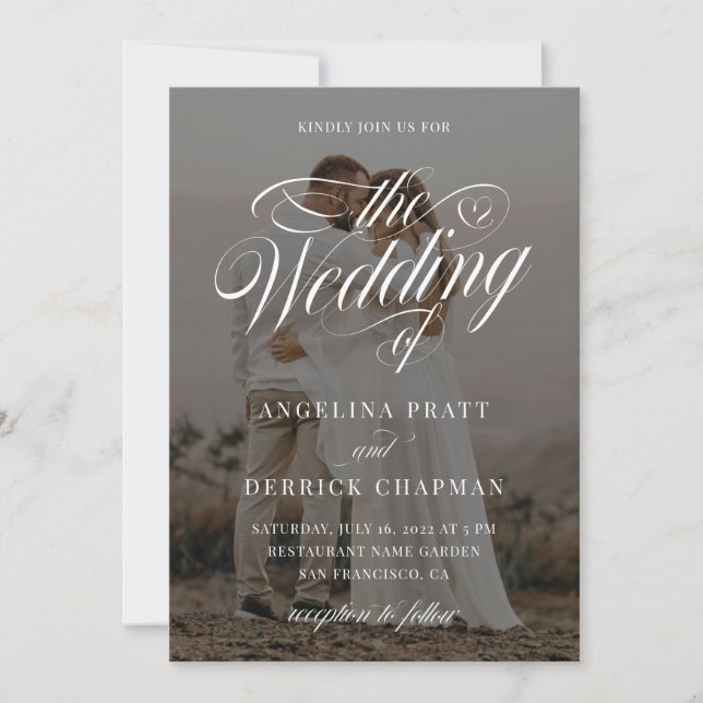 Convites Casamento de Caligrafia Personalizada Clássica Ele (Frente)