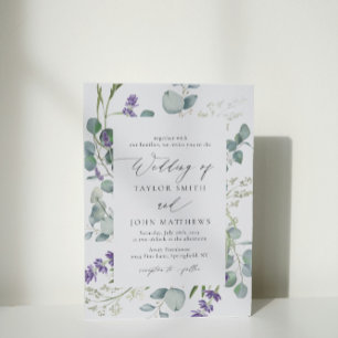 Convites Casamento de Caligrafia por Lavanda Eucalyptus Wat