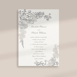 Convites Casamento de Caligrafia por Quic de Peony Faux Emb