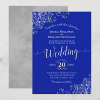 Casamento de Caligrafia Real Elegante Azul e Prata