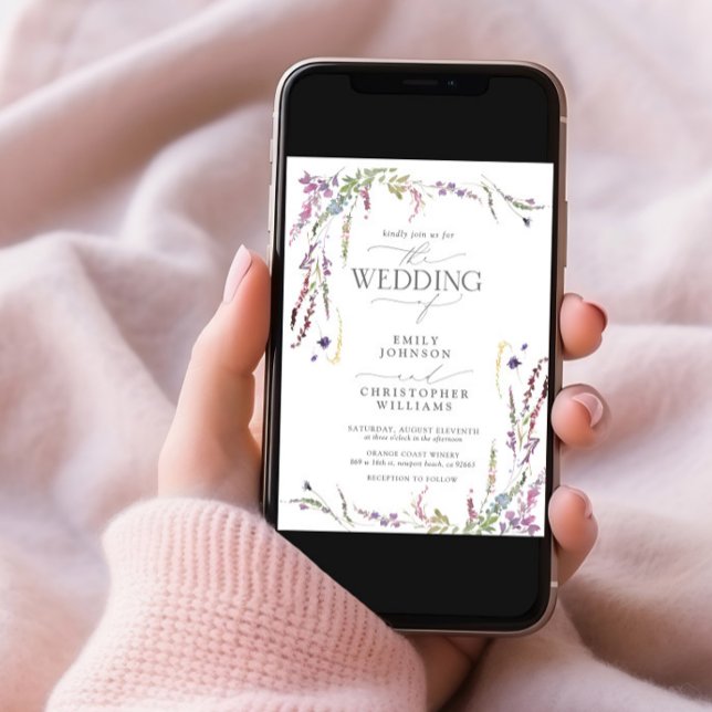 Convites Casamento de Caligrafia Roxo (Criador carregado)